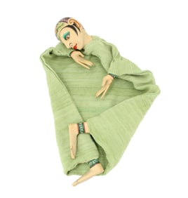 Hand Painted Balinese Wood Puppet With Tropical Tattoo