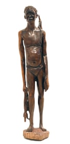 African Carved Wooden Statue of a Hunter
