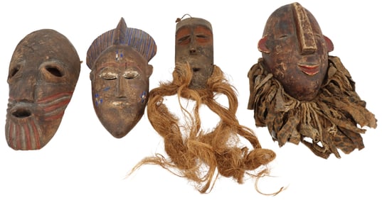 (4) Collection of African Carved Wooden Masks