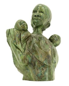 AfricanVerdite Hand Carved Sculpture of Mother and Children