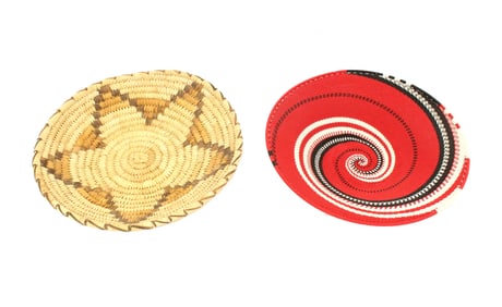 (2) African South Zimbambwe Hand Woven Wire Baskets