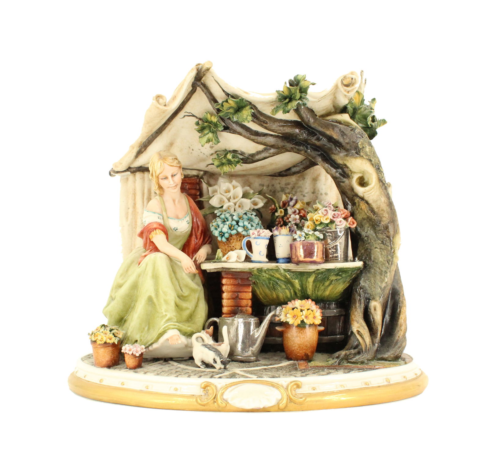 Capodimonte Style Porcellane Principe Flower Seller Porcelain House and Figure (1 of 19)
