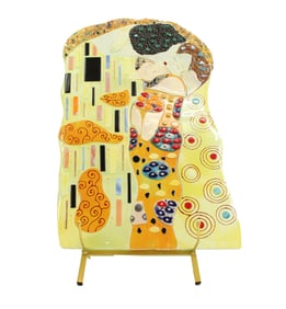After Gustav Klimt (1862-1918) Austrian, "The Kiss" Murano Art Glass Reproduction