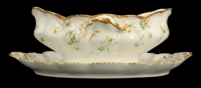 Limoges Porcelain Gravy Bowl and Plate
