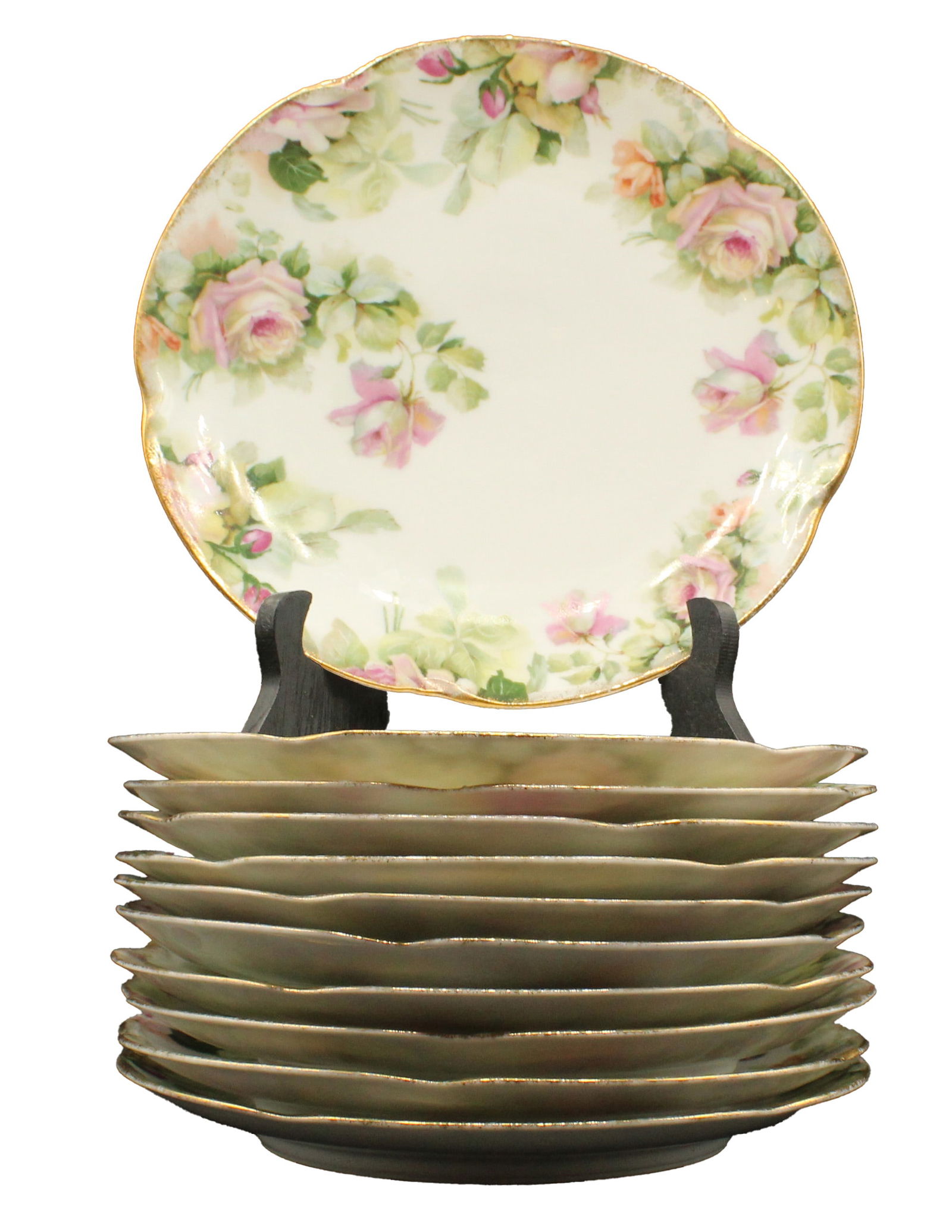 (11) Johann & Carl Schumann Bavarian Porcelain Floral Dinner Plates (1 of 12)