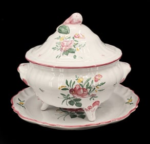 Tiffany & Co. Hand-Painted Porcelain Tureen and Underplate