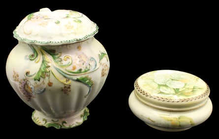 (2) Porcelain Lidded Jars