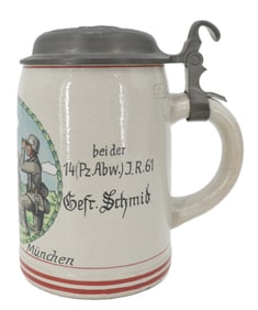 German Military Ceramic Beer Stein
