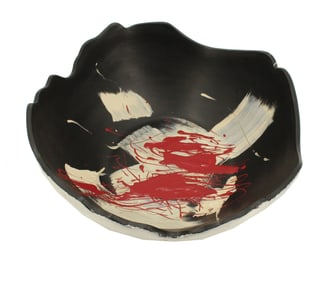 Abstract Painted Ceramic Bowl