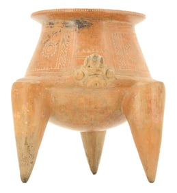 Pre-Columbian Mesoamerican Costa Rican Tripod Ceramic Vessel