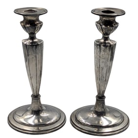 Pair of American Gorham Weighted Sterling Silver Candlesticks