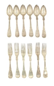 (12) R & W Wilson Sterling Silver Pieces - Forks and Spoons - 16.245 ozt.
