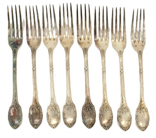 (8) European Silver Forks - 7.840 ozt.