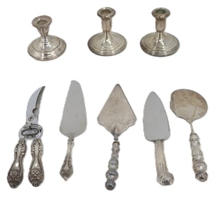 Assortment of 8 Weighted Sterling Silver Articles