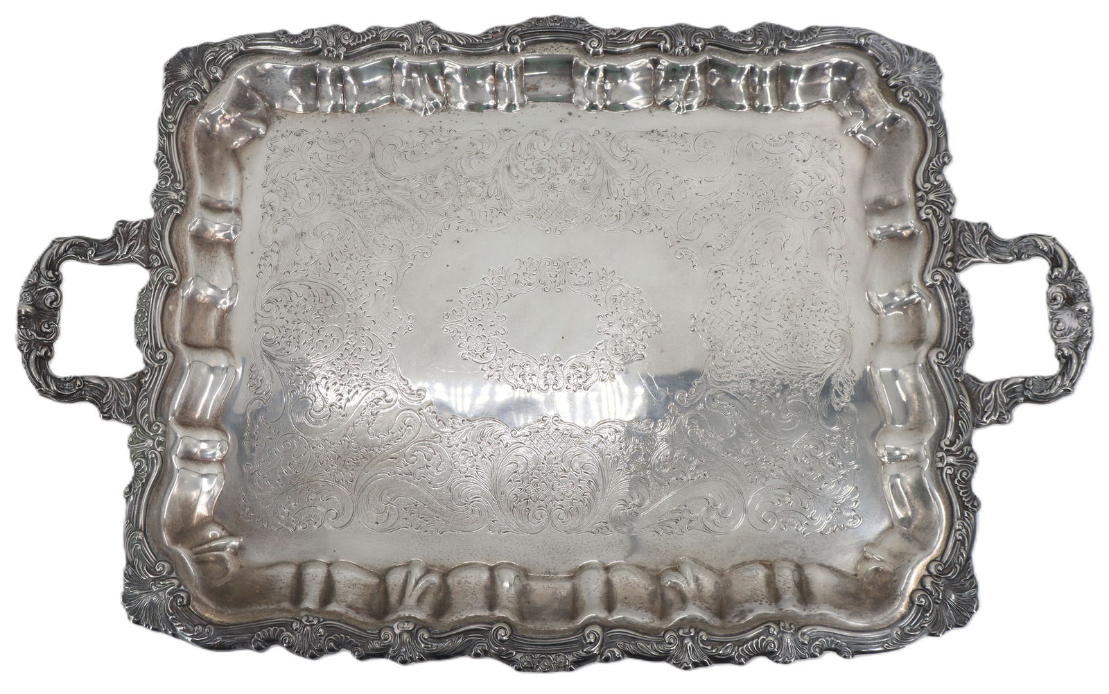Immaculate Silver Plated Serving Tray With Handles and Feet (1 of 14)