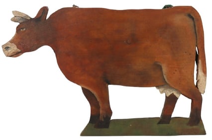 Signed Folk Art Cow