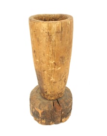 Pre Industrial Revolution Primitive Hand Crafted Wooden Mortar / Butter Churn