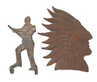 (2) Vintage Cast Iron Silhouette Decor Items