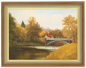 E J Wilson (19th Century) American, Oil on Board Landscape
