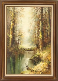 Signed Oil on Canvas Forest Landscape
