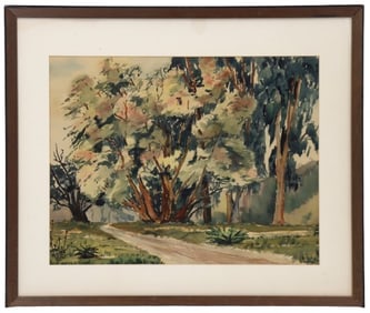 1954 Original Watercolor Landscape Attributed to Harold Edmond Warren (1914-1995)