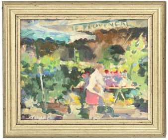 Impressionist Painting of a Market in Gorde France