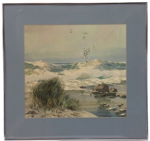 James March Phillips California Coastal Seascape Watercolor on Paper