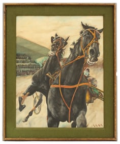 Wilhelm Mayr (20th Century) Austrian, Oil on Board Horses