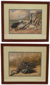 Pair of Vintage American Still Life Paintings of Coastal Game Birds