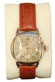 Waltham Stainless Steel Wristwatch with Alligator Grain Leather Strap, AS IS