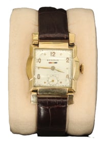 Benrus Stainless Steel Wristwatch with Brown Leather Strap, AS IS