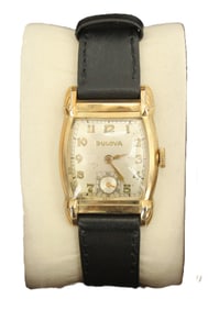Bulova Goldtone Steel Wristwatch with Calfskin Band, AS IS