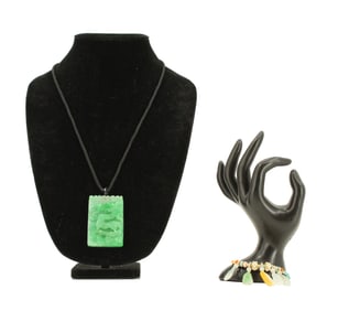 (2) Chinese Jewelry - Jade Bracelet & Necklace