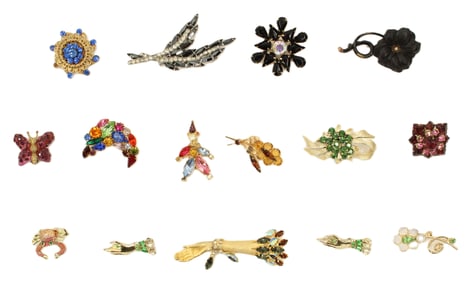 (15) Vintage Costume Jewelry Brooches