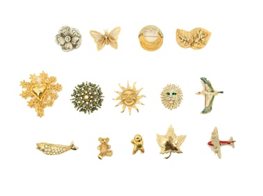 (14) Costume Brooches