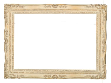 Carved Wood Continental Style White Washed Classical Frame