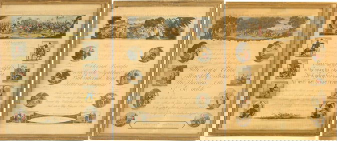 (3) Antique Manuscript Pages by William Zunken, Published by Laurie & Whittle, c. 1800
