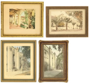 4 Hand Tinted Photographs of California Missions