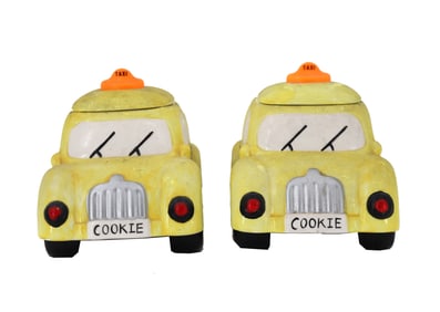 (2) Ceramic New York Yellow Checkered Taxis