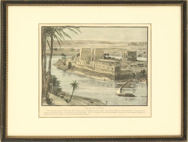 Historic Engraving Print, "The Island of Philae"
