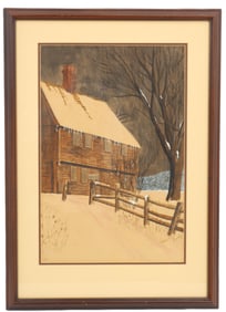 Oil on Canvas Winter Architectural Landscape