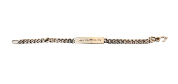Sterling Silver Chain Bracelet Inscribed Joan MacMonnies - 0.510 ozt.