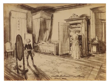Mentor Huebner (1917–2001) American, Graphite Concept Illustation