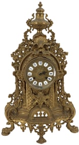 Mid to Late 20th Century Italian Brass and Enameled Mantel Clock