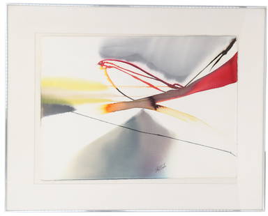 Paul Jenkins (1923-2001) American, Watercolor: Paul Jenkins (American 1923-2012) Watercolor. Signed lower center. Provenance: Private collection, N. California. Overall Size: 32 x 40 1/2 in.Sight Size: 22 x 30 in. William Paul Jenkins (known as