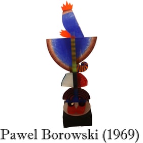 Pawel Borowski (1969) Poland Art Glass Sculpture Titled Prince with Base & Light