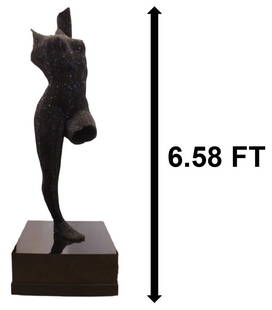 Bill Mack (Born 1944) American, Life Size Swarovski Black Crystal Ballerina Sculpture: Bill Mack (Born 1944) American, Life Size Swarovski Black Crystal Ballerina Sculpture. Combining low and high relief, incised lines, and elements in the full-round in sculpture works that are light