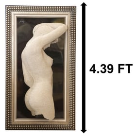 Bill Mack (Born 1944) American, Original Pearl Nude Mixed Media Over Framed Relief