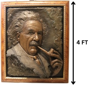 Bill Mack (Born 1944) American, Framed Bronze and Resin Einstein Portrait Sculpture
