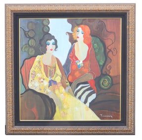 Itzchak Tarkay (1935-2012) Israeli, Large Original Acrylic on Canvas